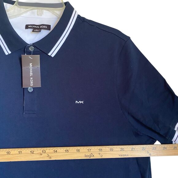 Michael More Polo Shirt Men Navy Logo Short Sleeve Preppy Nautical Golf Casual - Picture 2 of 8